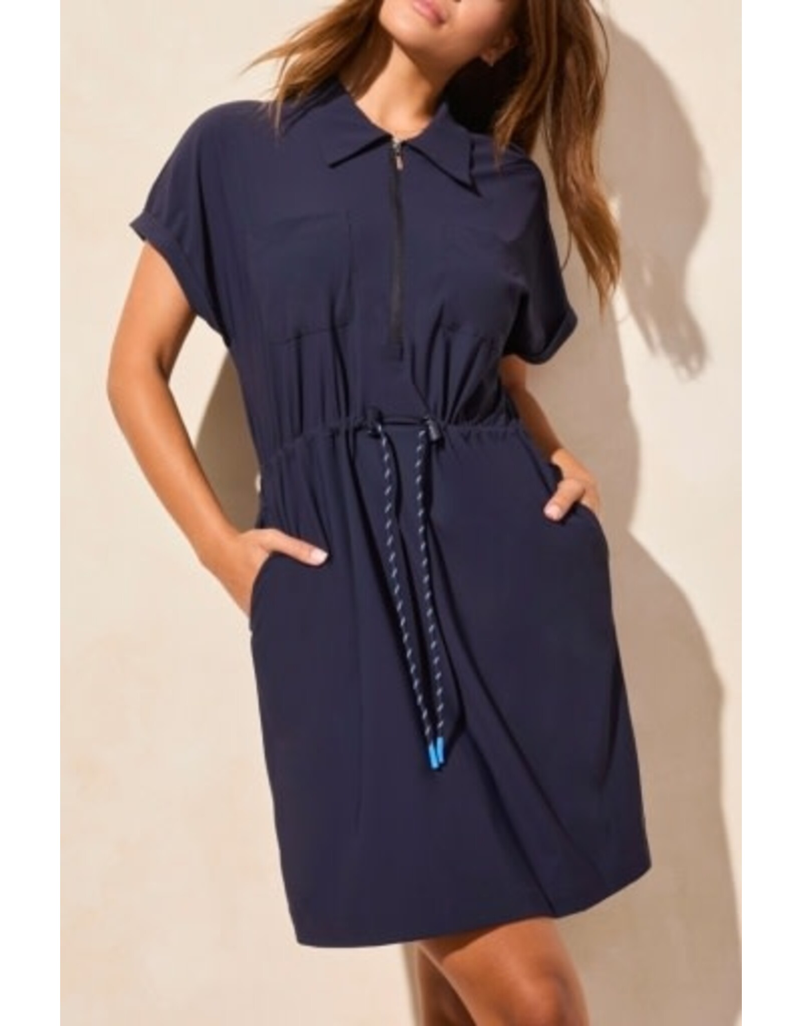 Tribal Tribal 4-Way Stretch Polo Dress with Drawcord