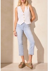 Tribal Tribal Linen Blend Lined Button-Front Vest