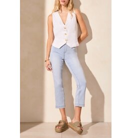 Tribal Tribal Linen Blend Lined Button-Front Vest