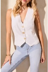 Tribal Tribal Linen Blend Lined Button-Front Vest