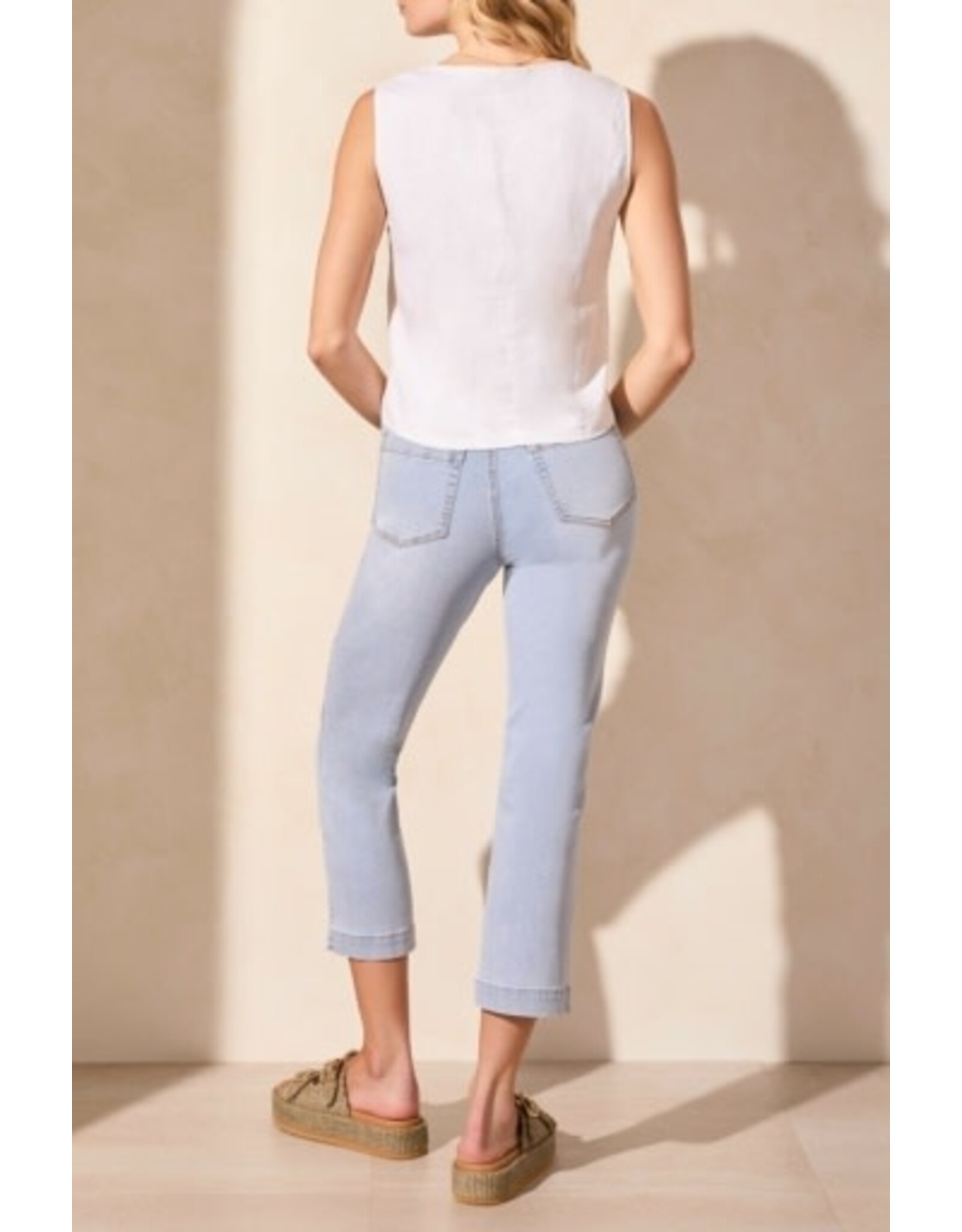 Tribal Tribal Linen Blend Lined Button-Front Vest