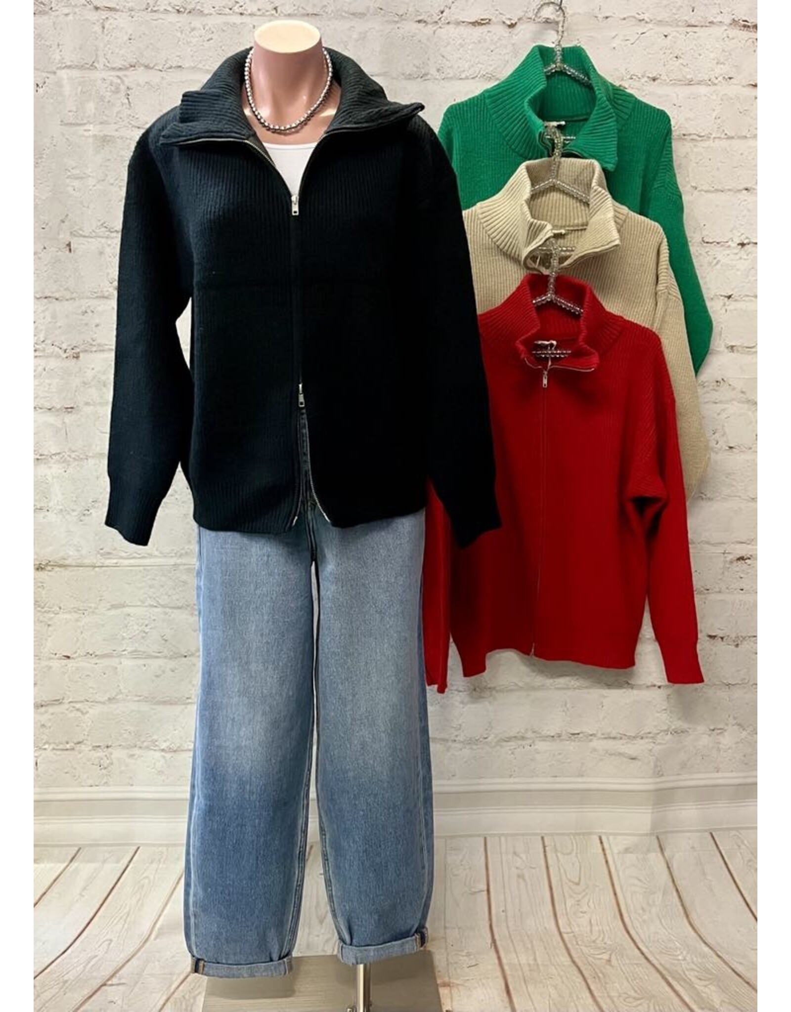 Kelly Rib Knit Zip Up Sweater