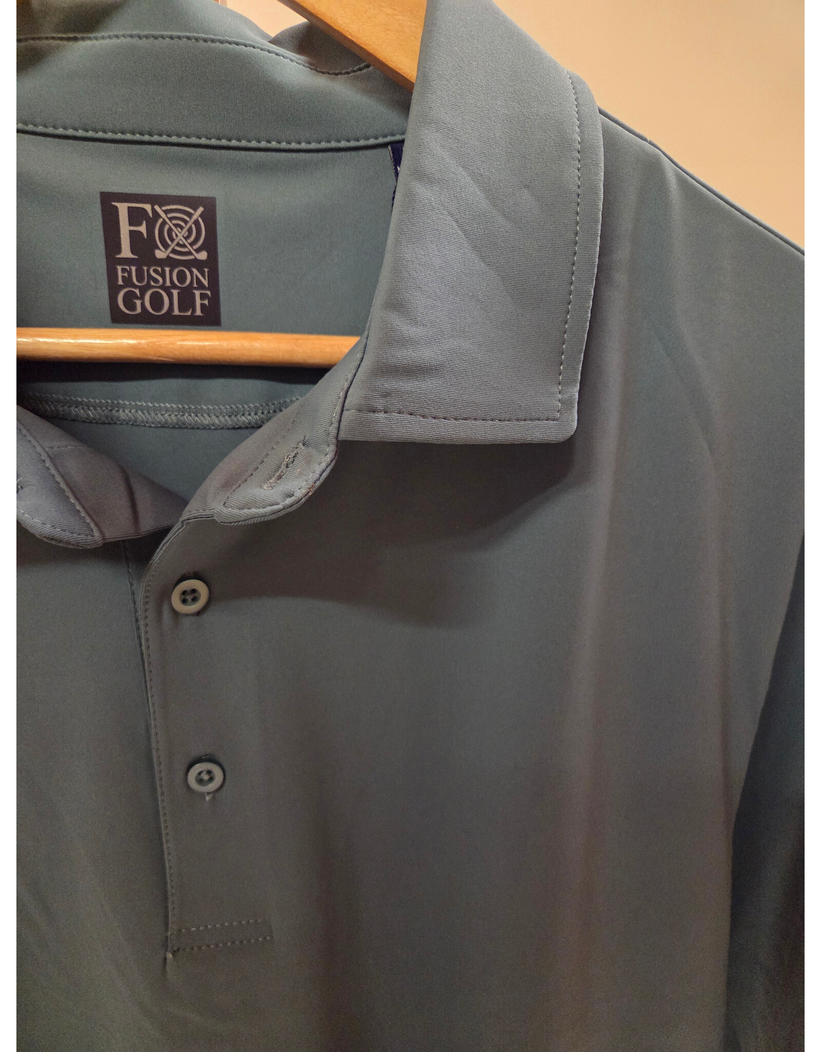 Men Dusty Teal Solid Performace Fabric Polo Shirt