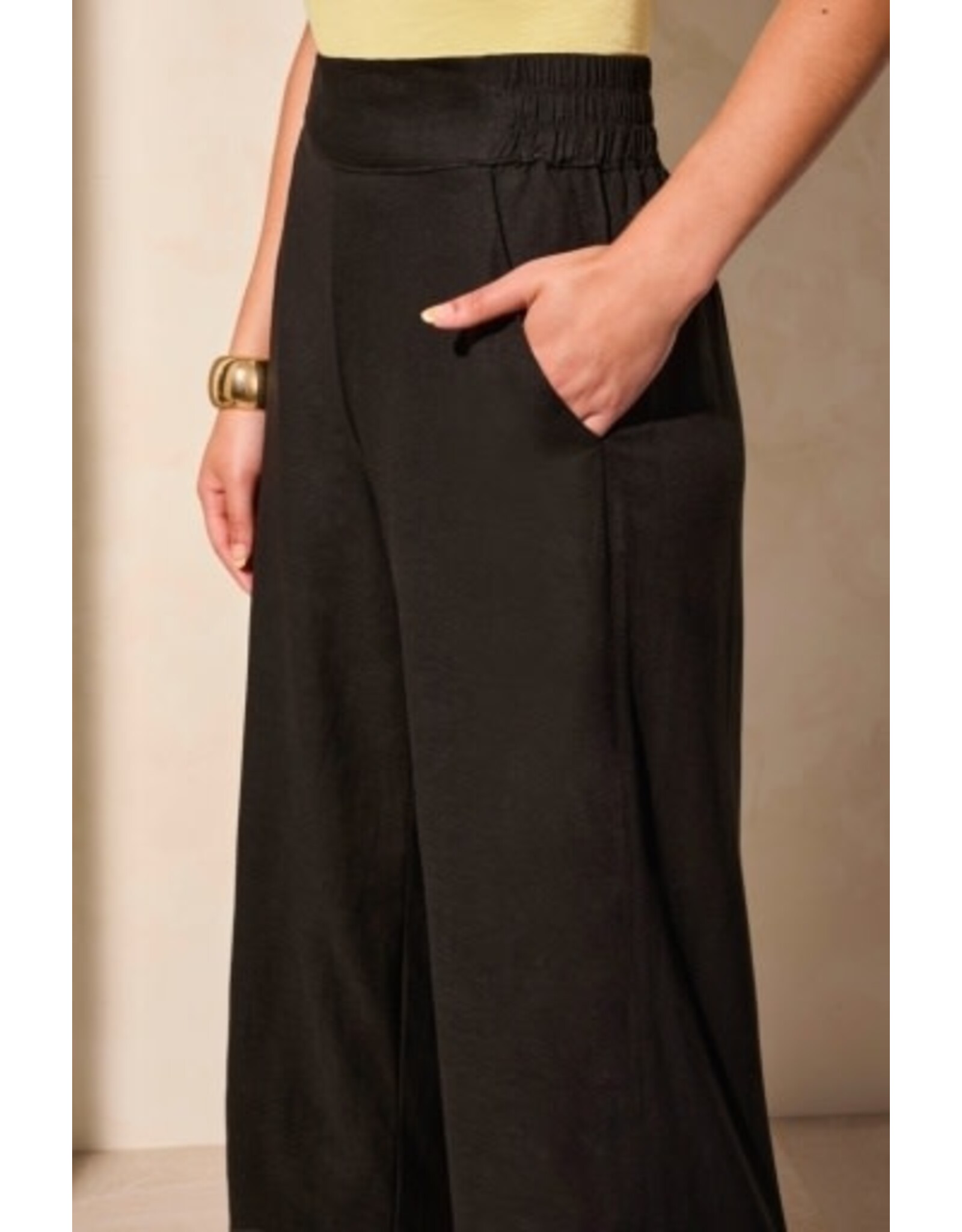 Tribal Tribal Linen Blend Ankle Pant with Hem Vent