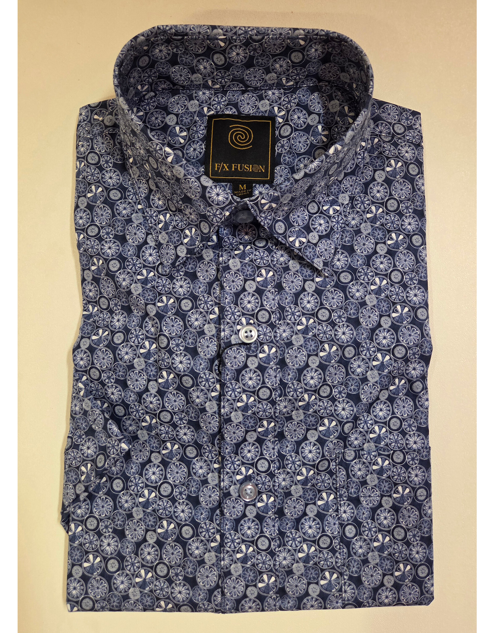 Floral Circle Print Short Sleeve Shirt