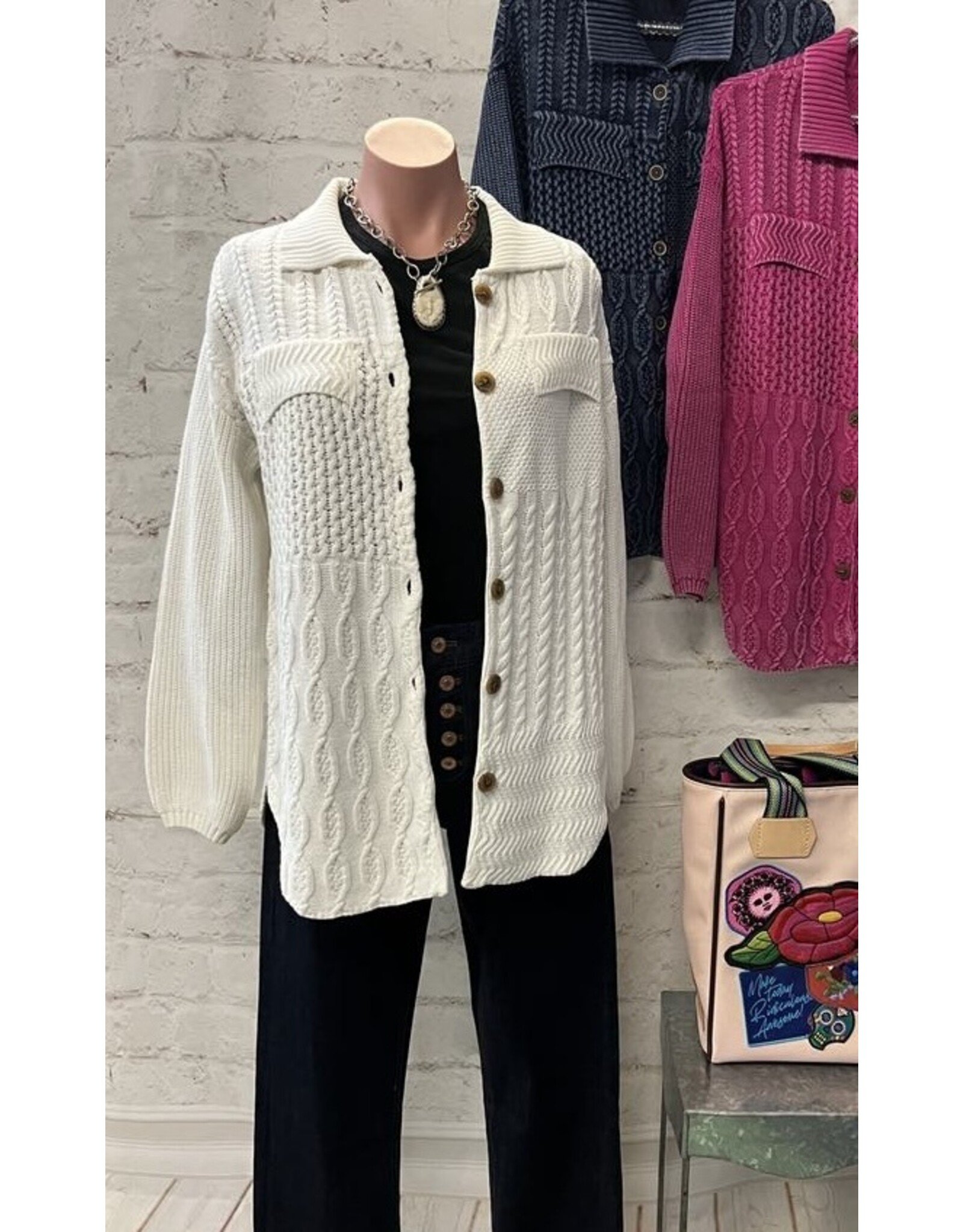 Tribal Tribal Patchwork Sweater Shacket