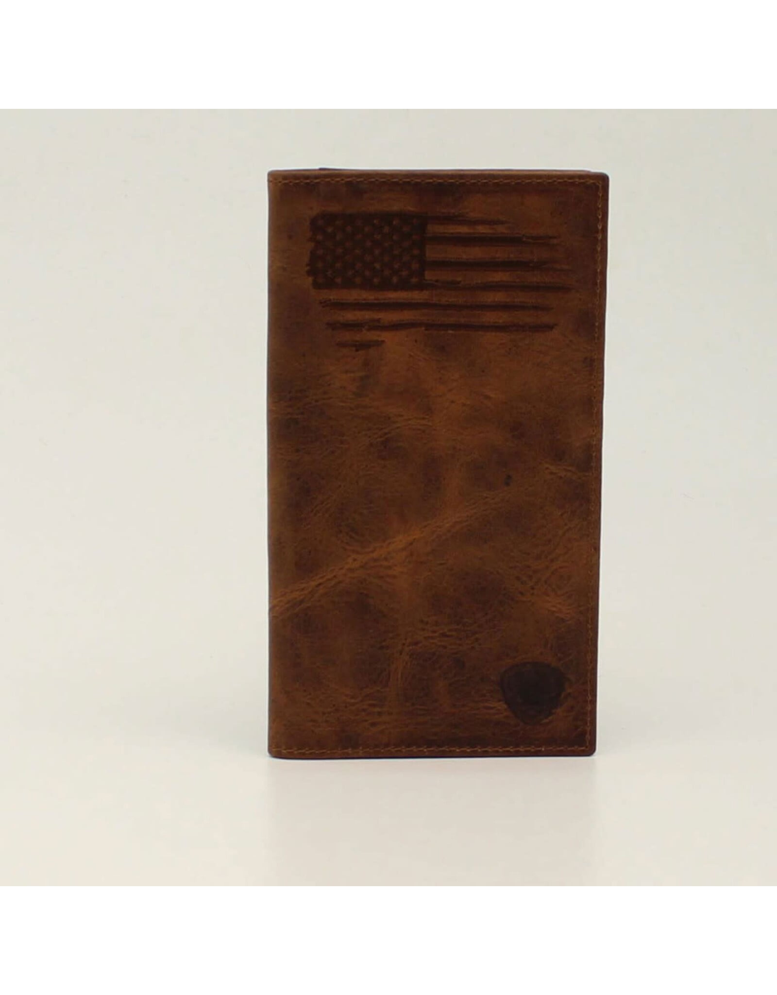 Ariat Ariat Mens Rodeo Distressed Stitched USA Flag Logo Shield Wallet