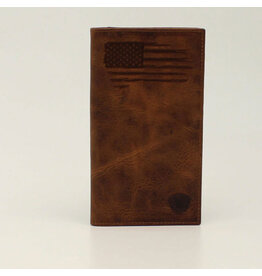 Ariat Ariat Mens Rodeo Distressed Stitched USA Flag Logo Shield Wallet