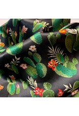 Wild Rag Silk Cactus Scarf 33x33 Black