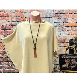 Single Strand Long Bead Horseshoe Necklace
