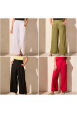Tribal Tribal Linen Blend Ankle Pant with Hem Vent