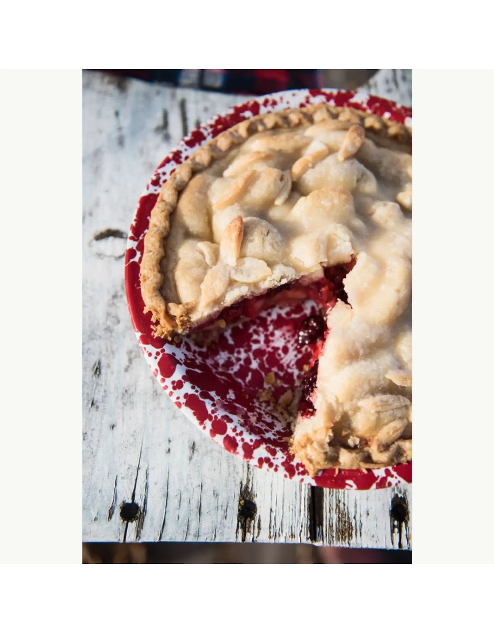 Enamelware 10" Pie Plate Splatterware Red