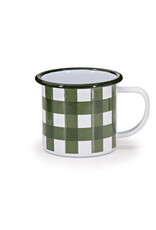 Enameled Mug, Green Gingham 12 oz Mug