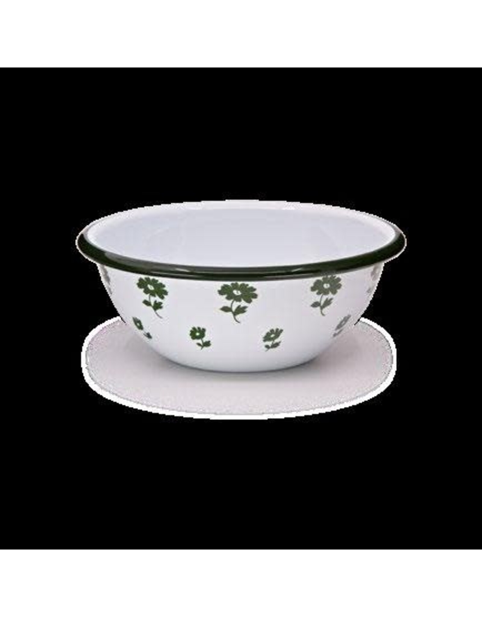 Enameled Flower 20 oz Cereal Bowl, Forest Green