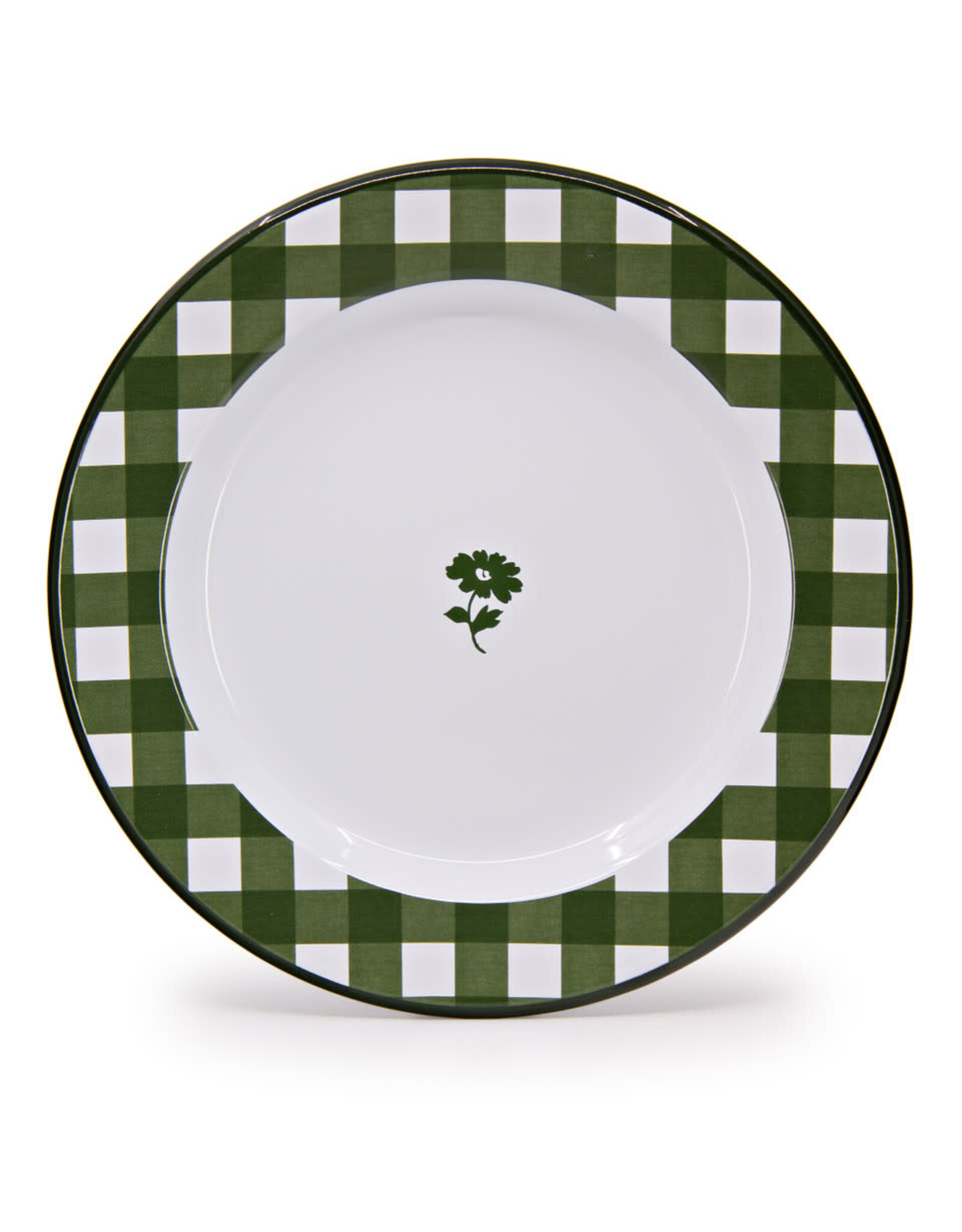 Enamelware  Dinner Plate Gingham Green