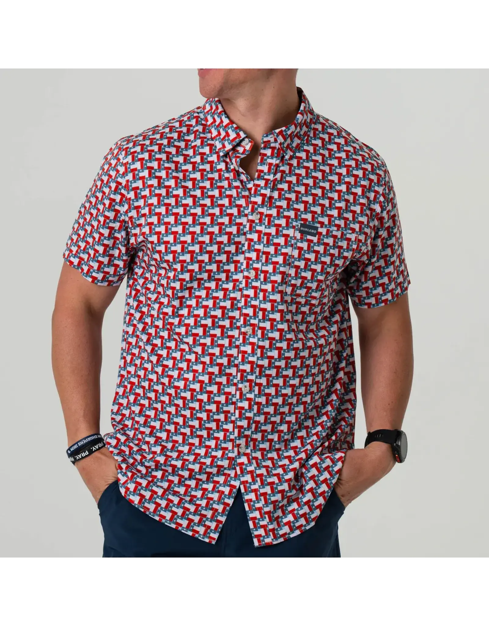 Burlebo Burlebo Performance Button Up - Texas Flag