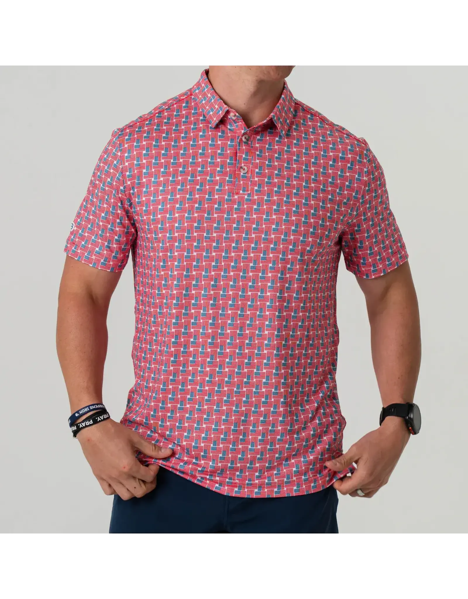 Burlebo Burlebo Performance Polo - American Flag Print