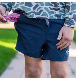 Burlebo Burlebo Youth Athletic Short - Heather Navy - American Flag Liner