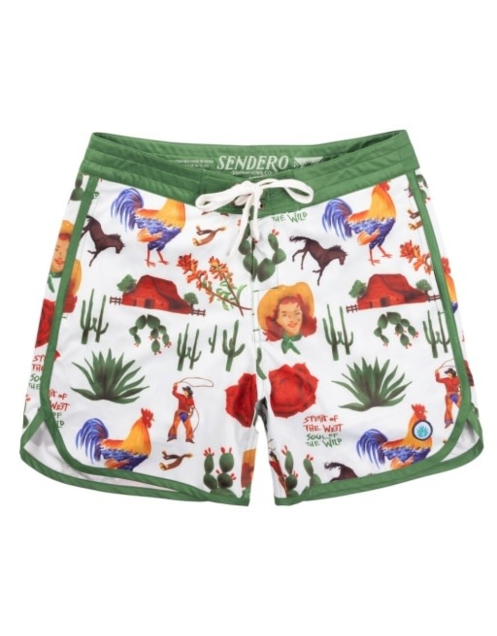 Sendero Point Bar Boardshorts Cowboy Surreal Print