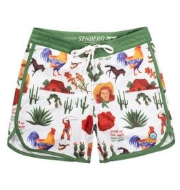 Sendero Point Bar Boardshorts Cowboy Surreal Print