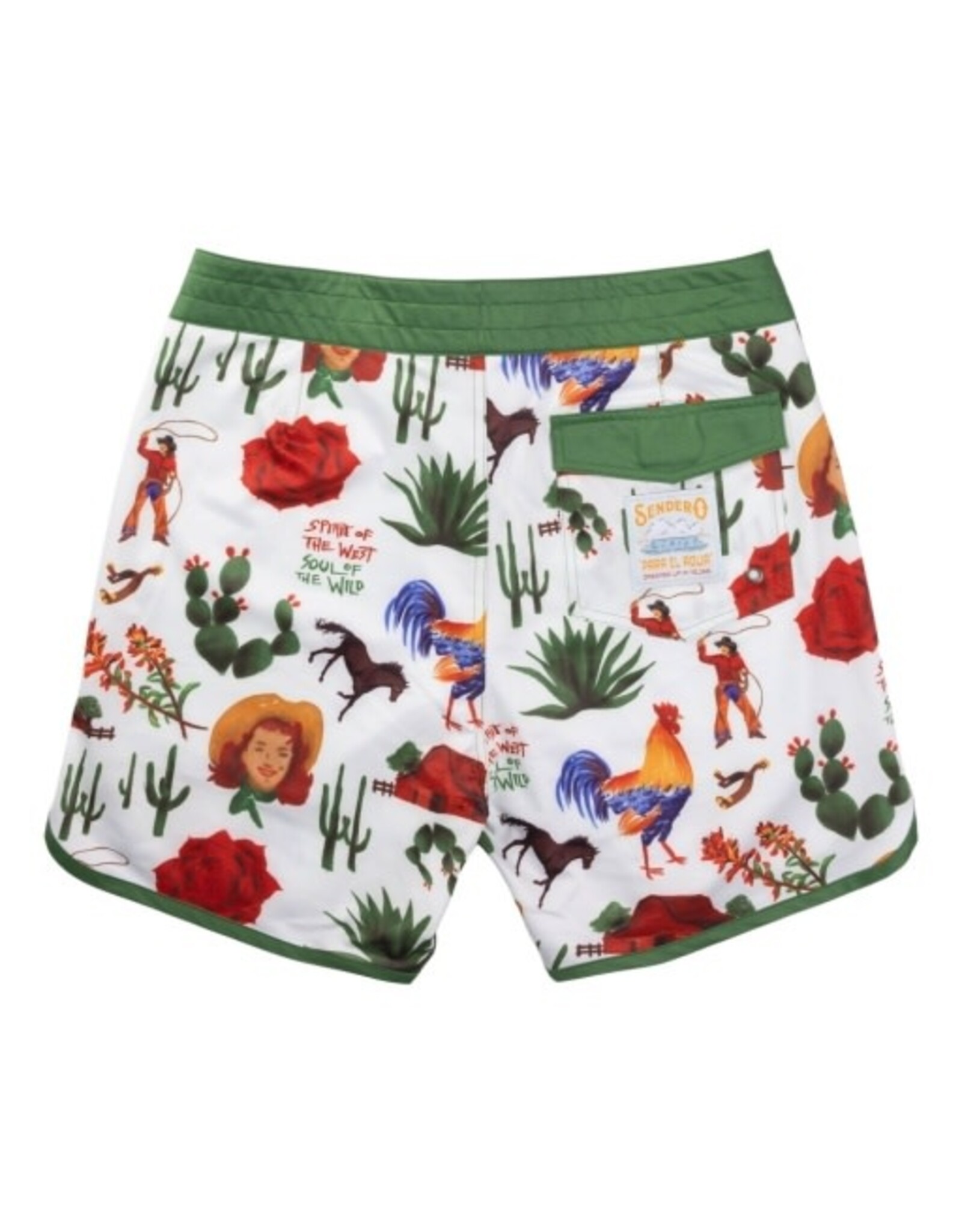 Sendero Point Bar Boardshorts Cowboy Surreal Print