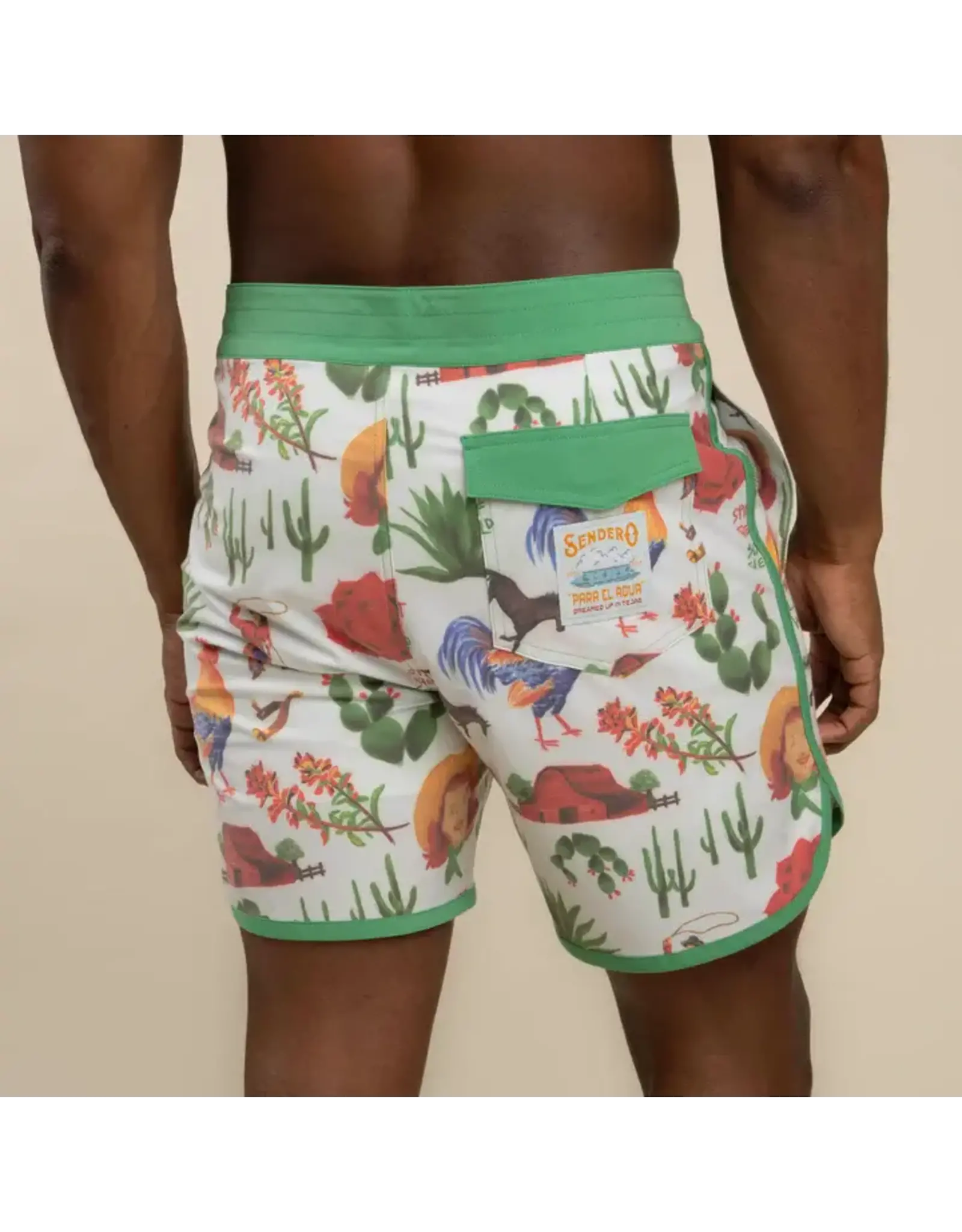 Sendero Point Bar Boardshorts Cowboy Surreal Print