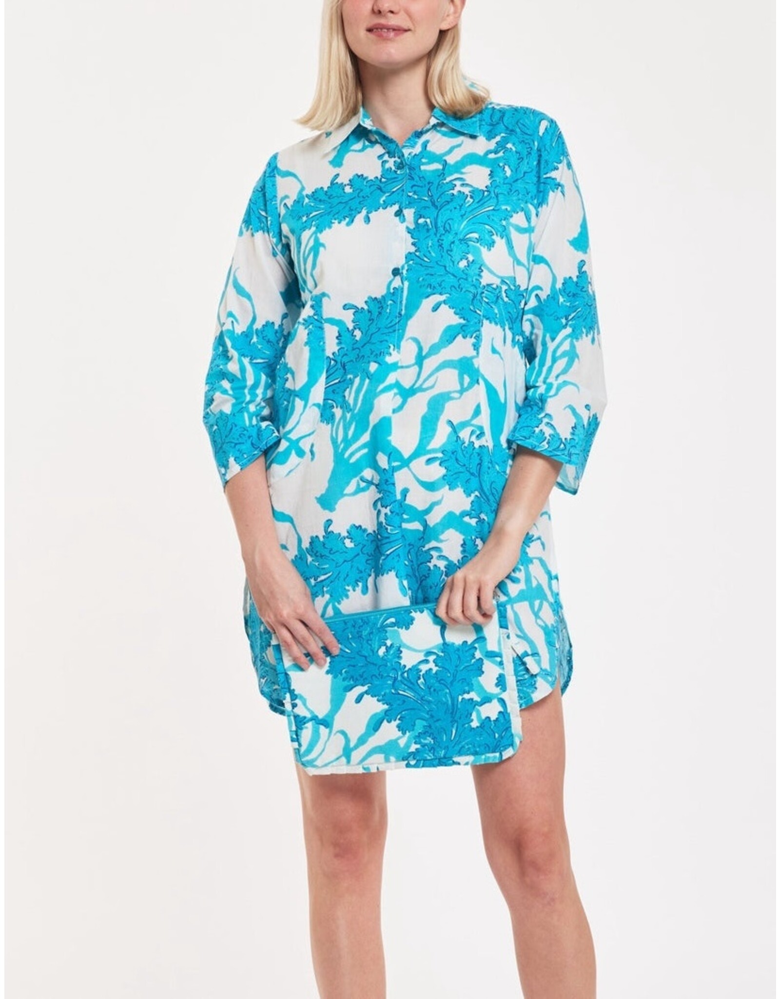 Moda Posa Gabriella Big Coral White Blue Tunic