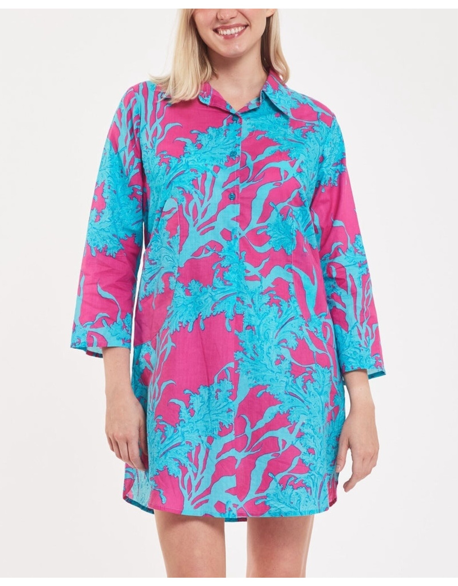 Moda Posa Gabriella Big Coral Super Pink Blue Tunic
