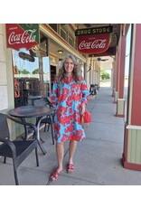 Moda Posa Carlotta Baroque Swirl Blue Red Dress