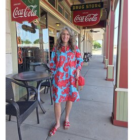 Moda Posa Carlotta Baroque Swirl Blue Red Dress