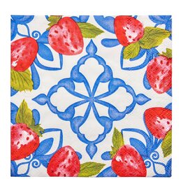Cocktail Napkin Bleu Strawberries 20pkg