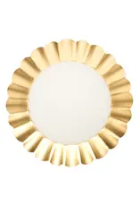 Scalloped Dinner Plate Gold Foil & White 8pkg