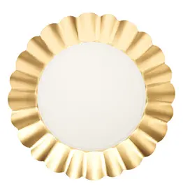 Scalloped Dinner Plate Gold Foil & White 8pkg