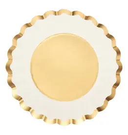 Scalloped Salad Plate Gold & White 8pkg
