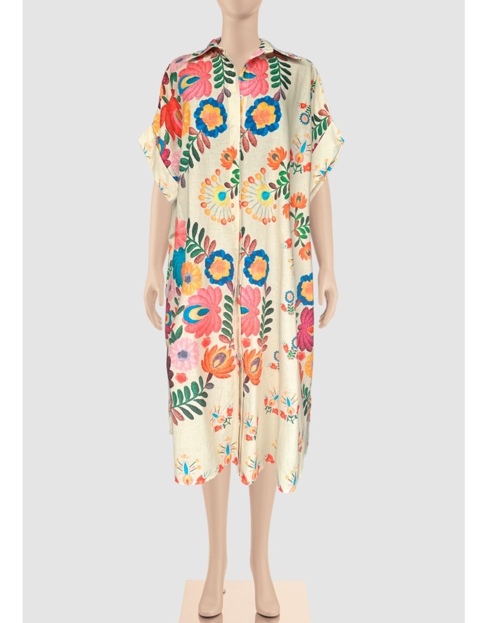 Zenara Freya Printed Cotton Shirt Maxi Dress