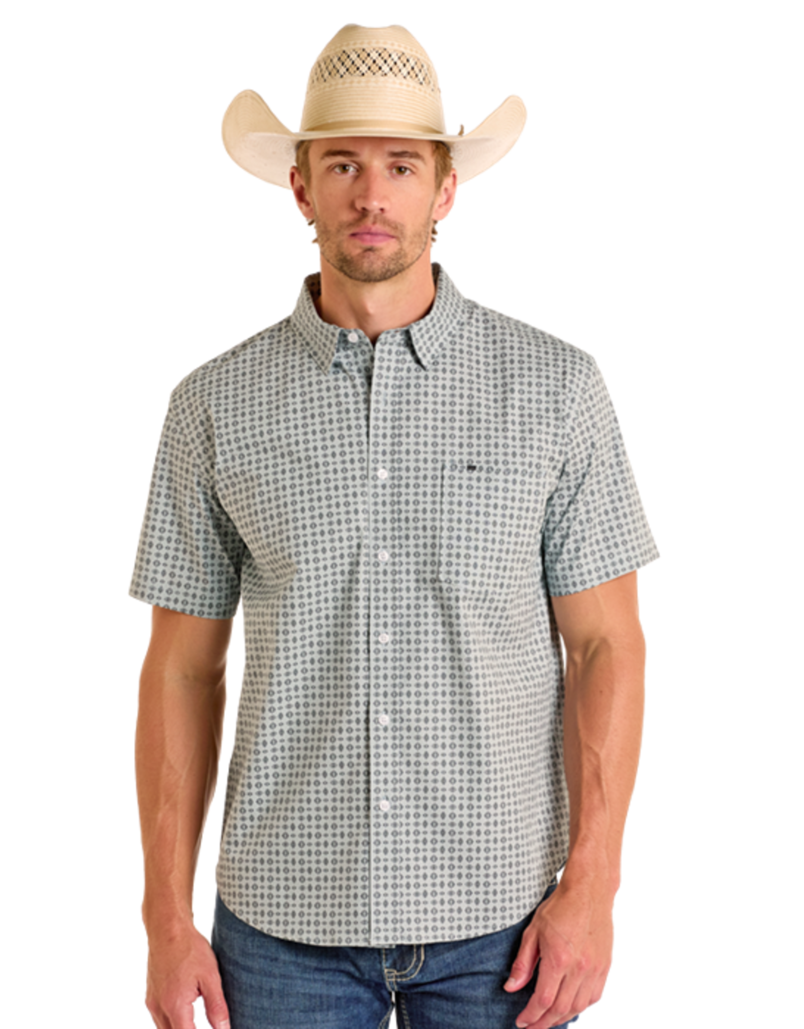 Panhandle Aztec Geo Short Sleeve Button Down Shirt