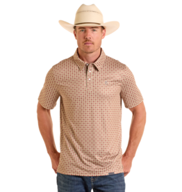 Panhandle Aztec Geo Knit Polo Short Sleeve Snap Shirt