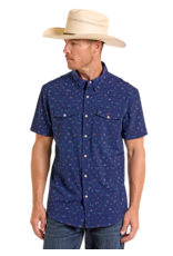 Panhandle Micro Western Novelty Short Sleeve 2 Pocket Button Down Shirt
