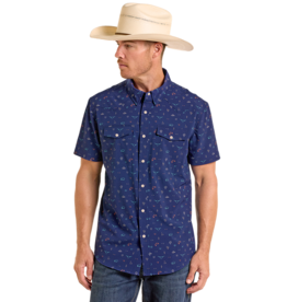 Panhandle Micro Western Novelty Short Sleeve 2 Pocket Button Down Shirt