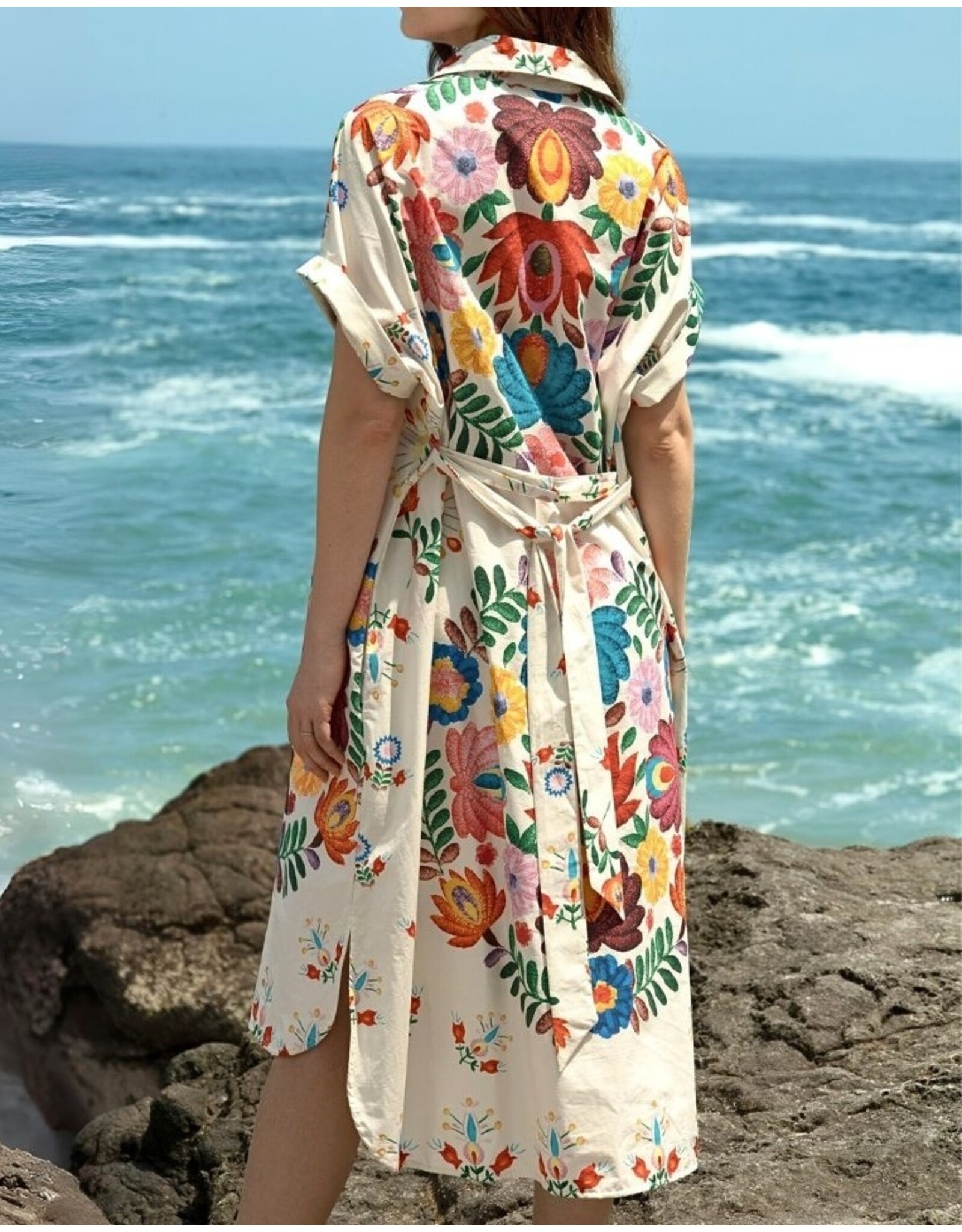 Zenara Freya Printed Cotton Shirt Maxi Dress