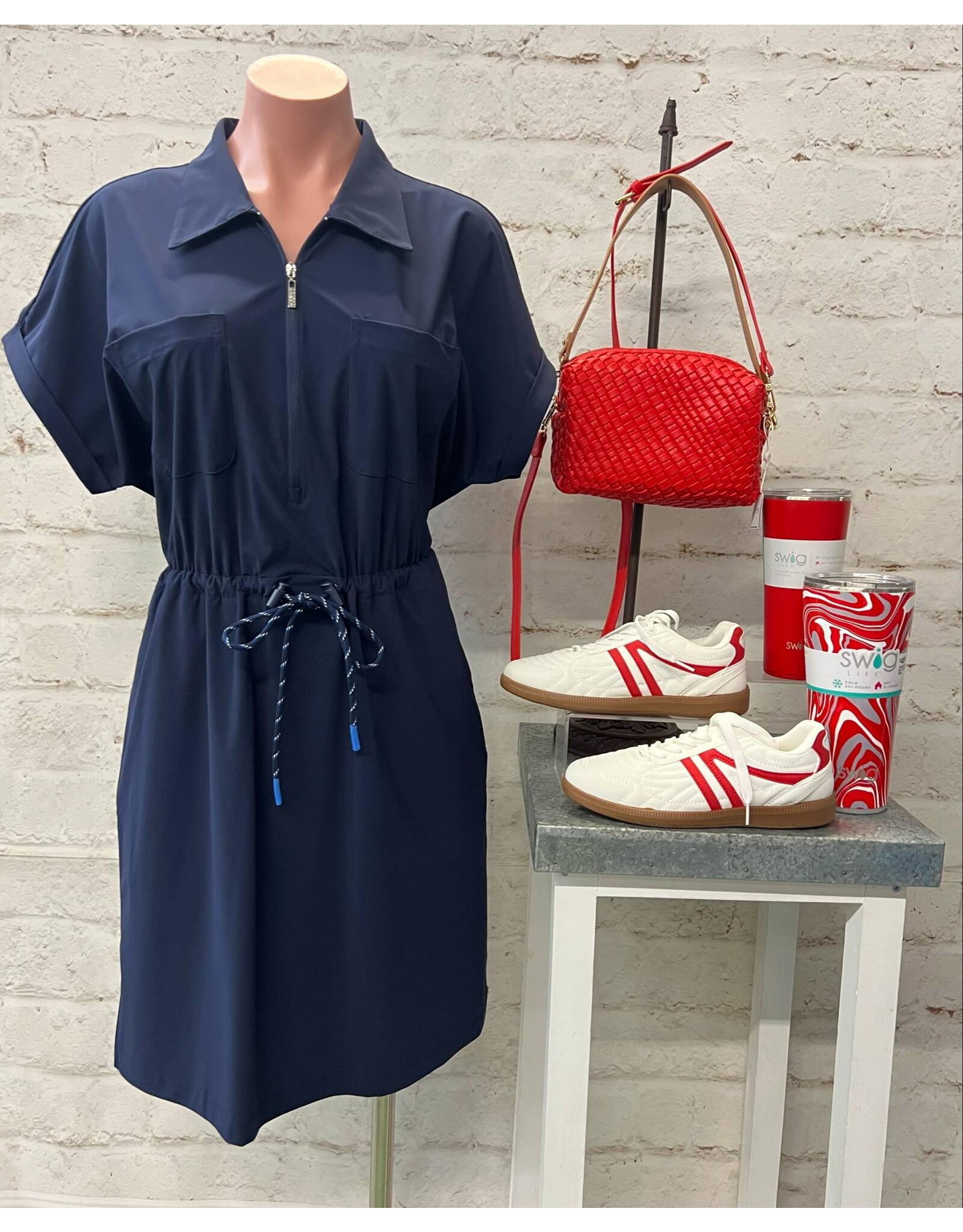 Tribal Tribal 4-Way Stretch Polo Dress with Drawcord