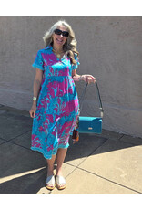 Moda Posa Cadenza Big Coral Super Pink Blue Dress