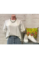 Mia Cotton Studded Crop Tee