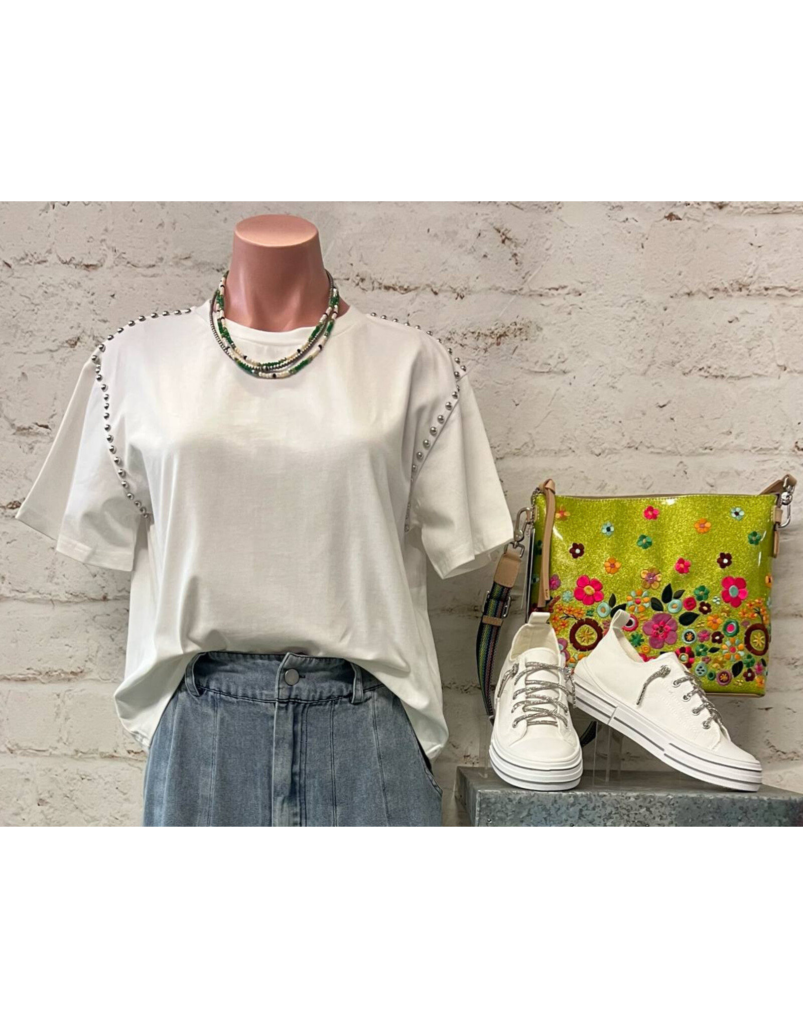 Mia Cotton Studded Crop Tee