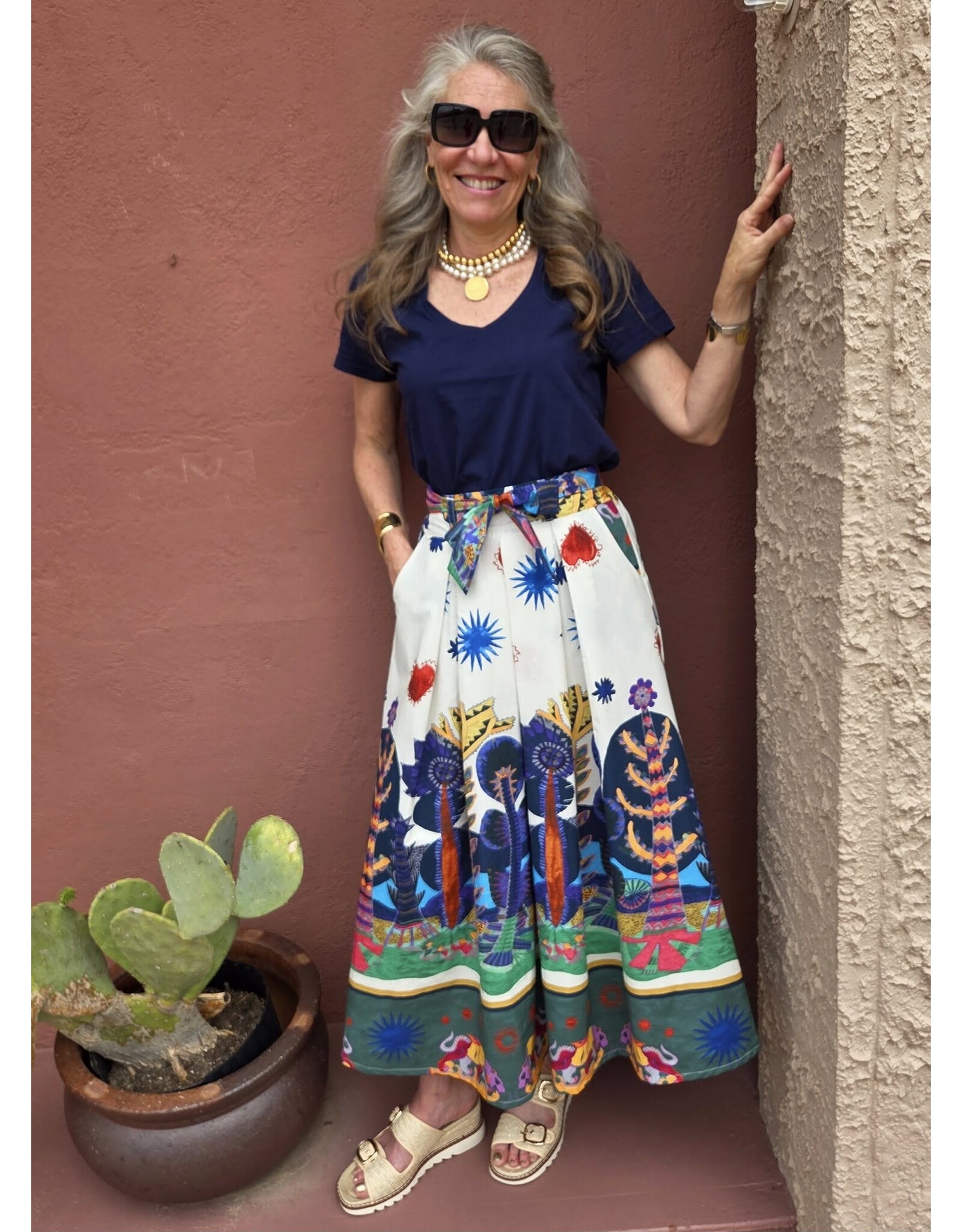 Zenara Fer Printed Cotton Skirt