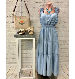 Letha Ruffle Strap Denim Dress