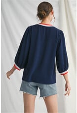 Meagan 3/4 Peasant Sleeve Top