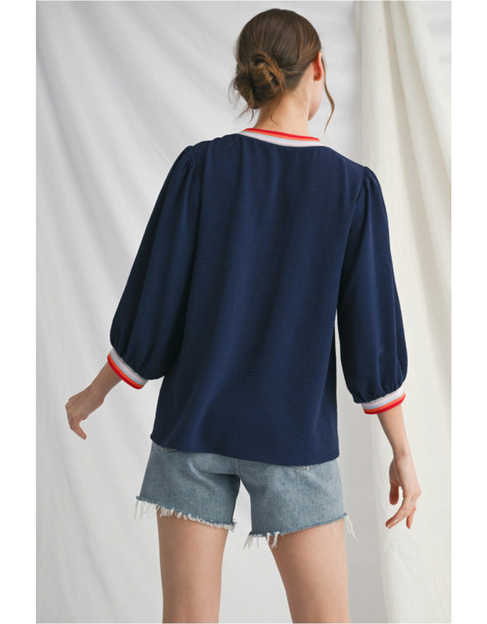 Meagan 3/4 Peasant Sleeve Top