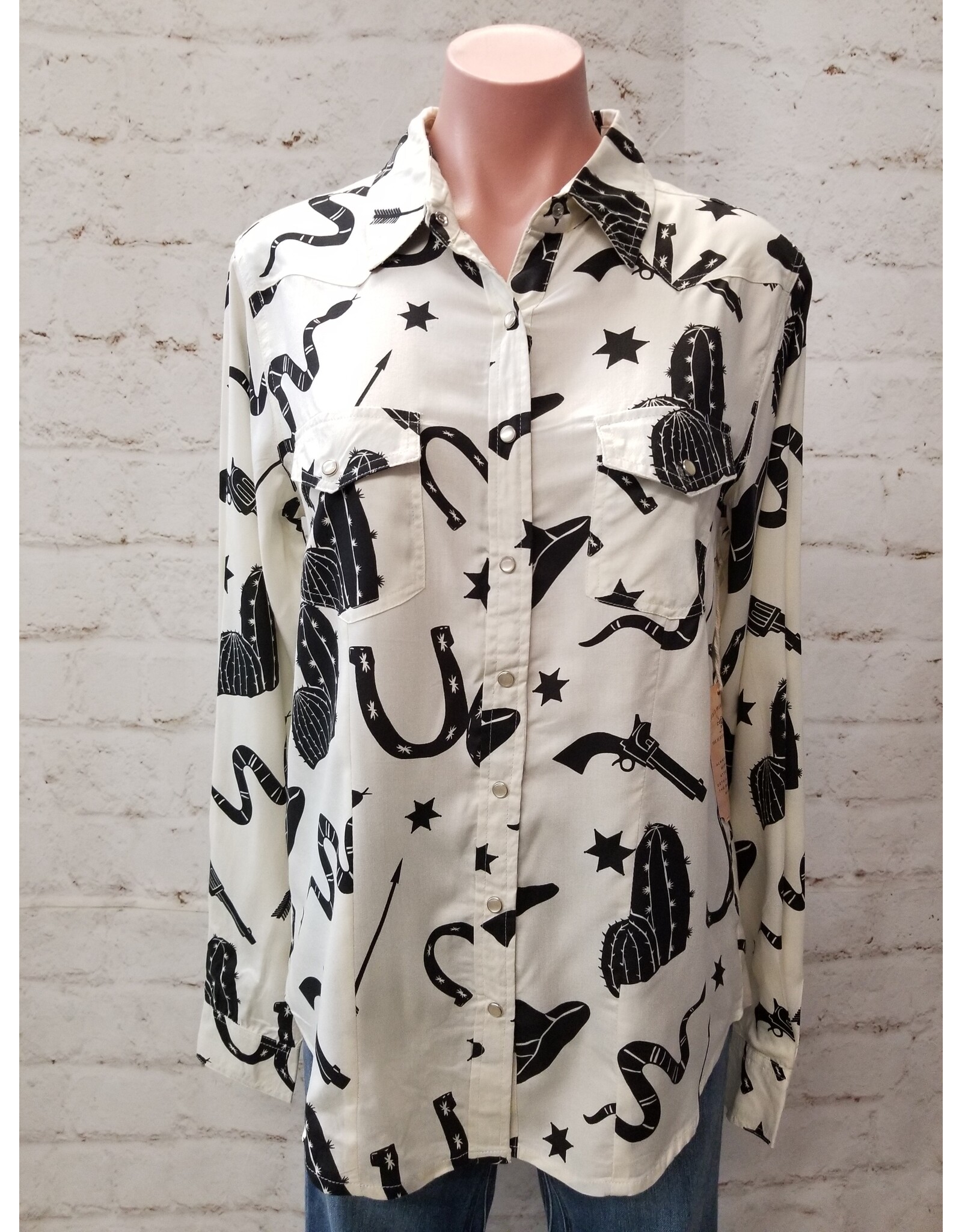 Snake/Hat Classic Western Snap Shirt