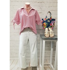 Candy Red Pin-Stripe Top